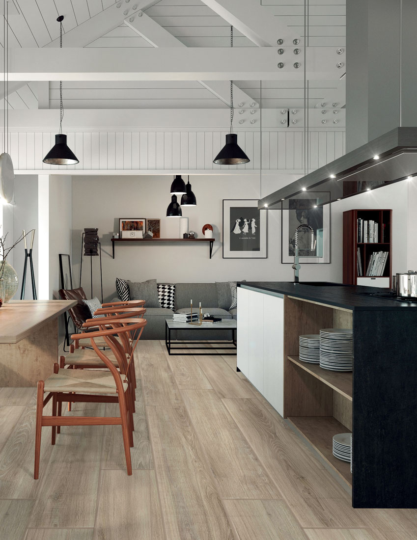 Gres effetto legno soggiorno